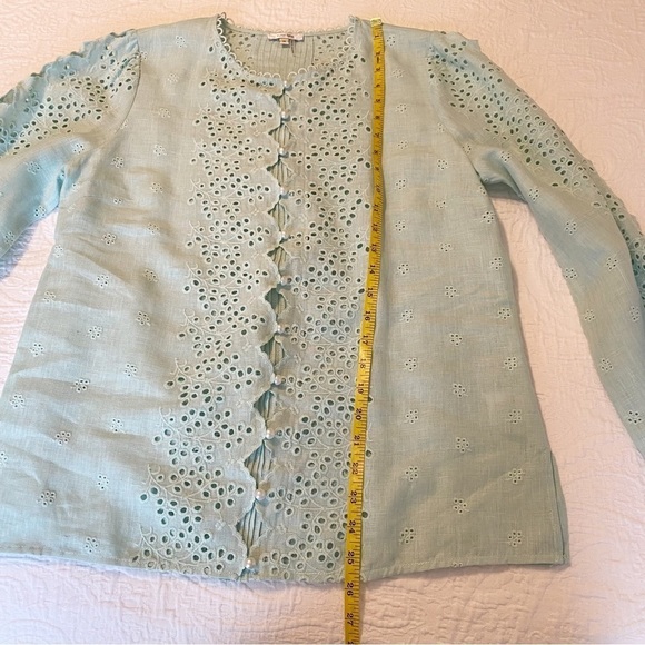 Tyler Boe 100% Linen Eyelet Cut Out Long Sleeve Top - Medium - Picture 12 of 13